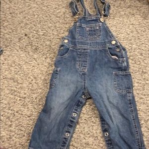 Set of Three 12 month Kids Korner baby overalls.